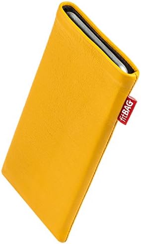 Fitbag היכה שרוול מותאם אישית צהוב עבור LG K61 | תוצרת גרמניה | כיסוי לכיס עור משובח של נאפה עם רירית מיקרו -סיב